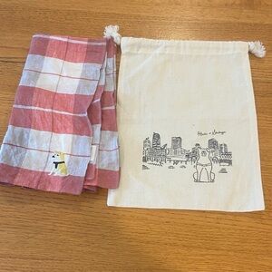 Linen Scarf Japan with infamous Hachi Dog Embroidery 18”x18”